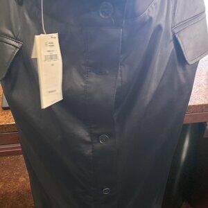 NWT Banana Republic Black Faux Leather Midi Skirt, XL